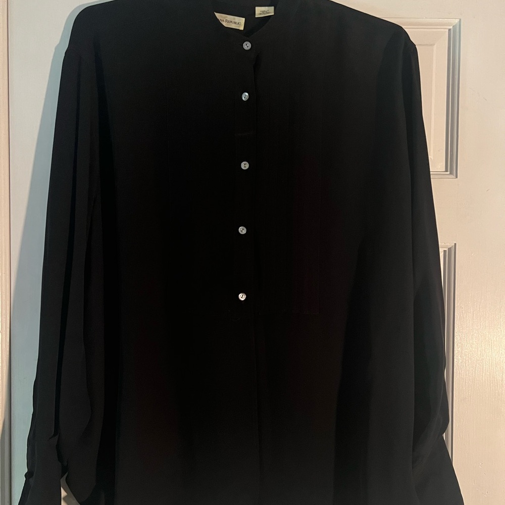 Banana Republic Black Pleated Blouse
